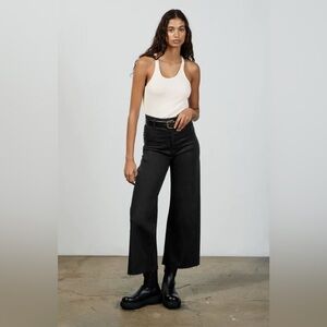 Zara Marine Wide-Leg Ankle Jeans (Black)